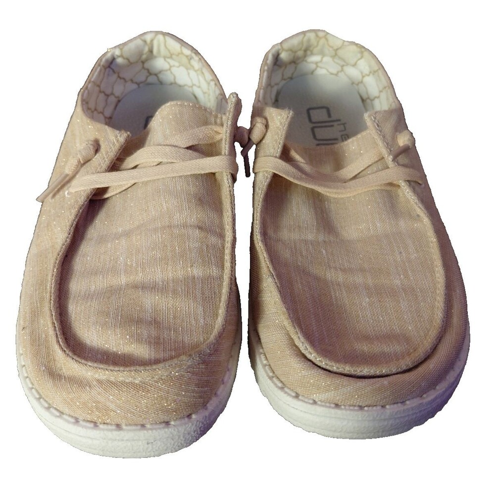 Hey Dude Wendy Sparkling Rose Gold Loafers Women’s Size 7 Slip On Comfort Shoes